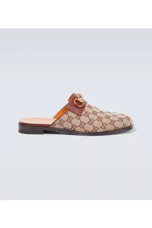 Gucci Horsebit GG canvas slippers