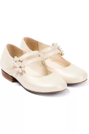 BONPOINT Baby Tam crystal-embellished leather ballet flats