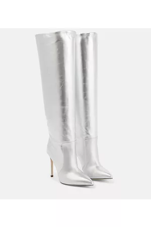 PARIS TEXAS Stiletto metallic leather knee-high boots