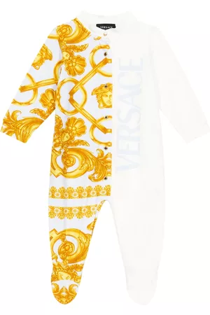 VERSACE Baby printed cotton jersey playsuit