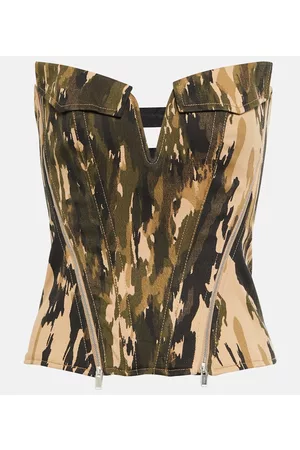 DION LEE Printed twill corset top
