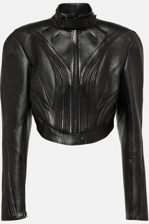 MUGLER Cropped leather jacket