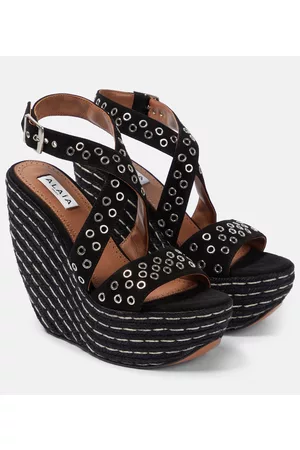Alaïa Embellished suede wedge sandals