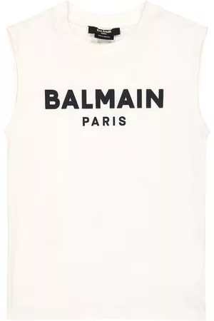 Balmain Logo cotton jersey tank top