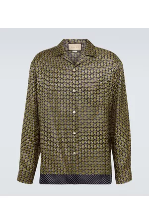 Gucci Mænd Langærmede skjorter - Geometric Interlocking G print silk shirt