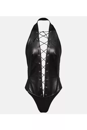 PETAR PETROV Kvinder Bodies - Tyce lace-up leather bodysuit