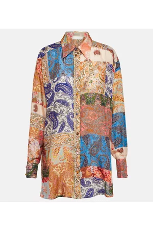 ZIMMERMANN Kvinder Casual skjorter - Devi oversized patchwork silk shirt