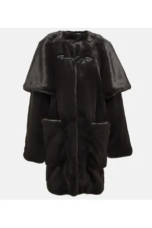 Alaïa AlaÃ¯a Leather-trimmed faux fur coat