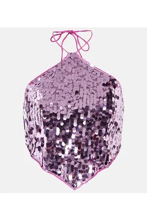 OsÃ©ree Kvinder Halternecktoppe - Sequined halterneck crop top