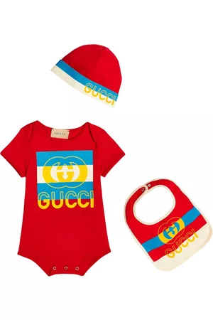 Gucci Bodies - Baby cotton bodysuit, bib and hat set