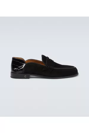 Christian Louboutin Mænd Flade sko - Penny No Back suede and croc-effect loafers