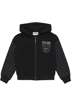Moschino Piger Sweatshirts - Embellished cotton-blend hoodie