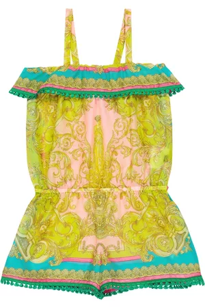 VERSACE Piger Playsuits - Barocco Goddess cotton and silk playsuit