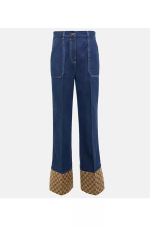 Gucci Kvinder High waist - GG canvas-trimmed wide-leg jeans