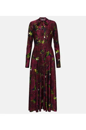 Oscar de la Renta Floral tie-neck jersey midi dress