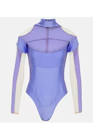 MUGLER Kvinder Bodies - Paneled tulle bodysuit