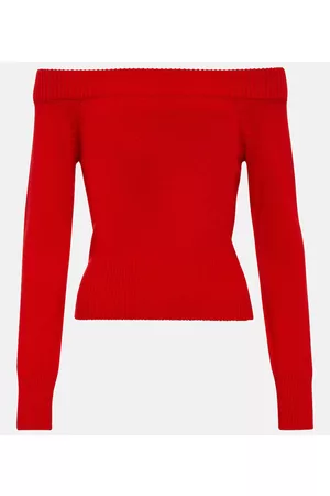 Alexander McQueen Kvinder Strik - Off-shoulder wool and cashmere sweater