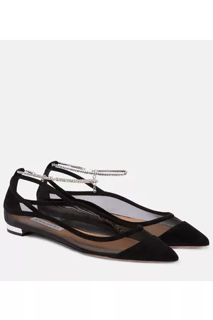 Aquazzura Kvinder Ballerina - Secret Affair suede-trimmed ballet flats