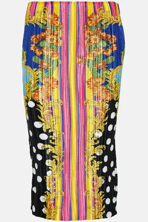 VERSACE Medusa Palm Springs plissÃ© midi skirt