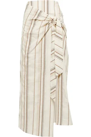Brunello Cucinelli Striped cotton and linen skirt