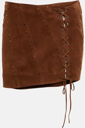 Alessandra Rich Crystal-embellished suede miniskirt