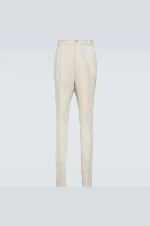 Dolce & Gabbana High-rise slim linen pants