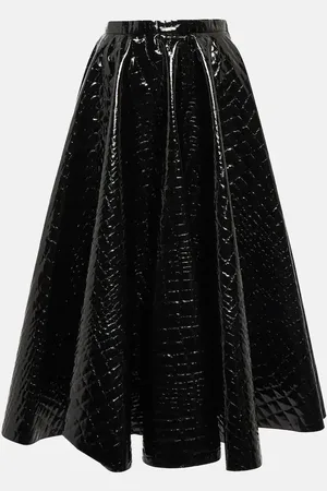 Alaïa AlaÃ¯a Croc-effect midi skirt