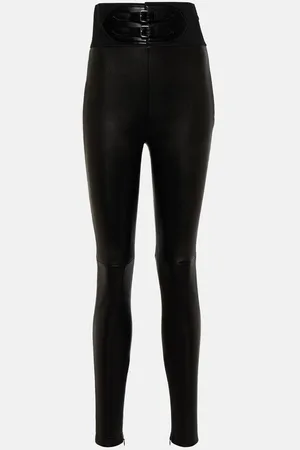 Alaïa AlaÃ¯a Belted high-rise leather leggings