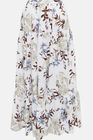 Erdem Olympia printed linen midi skirt