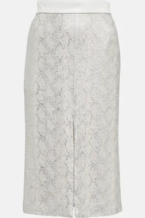 JACQUES WEI Sequined snake-effect midi skirt