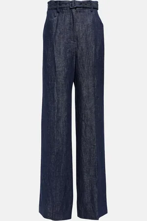 GABRIELA HEARST Belted high-rise wide-leg linen pants