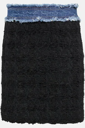 Dolce & Gabbana Denim-trimmed bouclÃ© miniskirt
