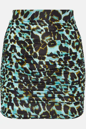 ALEX PERRY Kiran ruched leopard-print miniskirt