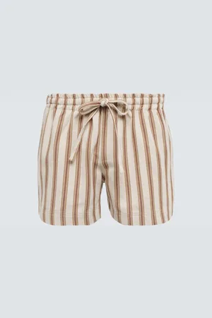 COMMAS Mocha-stripe cotton-blend shorts