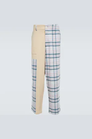 THE ELDER STATESMAN Checked wool, silk and cashmere pants