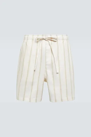 COMMAS Striped linen-blend shorts