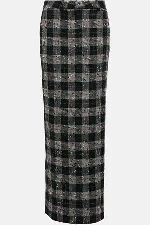 Alessandra Rich Checked lurex wool maxi skirt