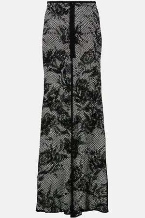 Alaïa AlaÃ¯a Floral mesh maxi skirt
