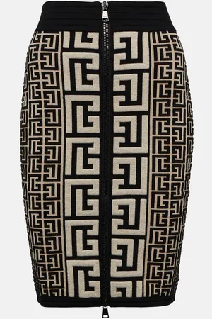 Balmain Monogram wool-blend miniskirt