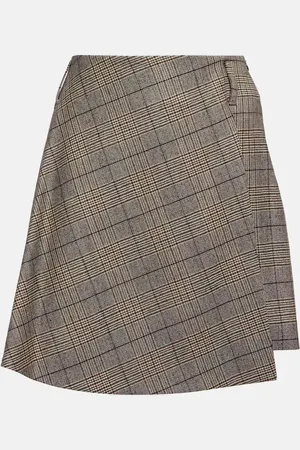 Brunello Cucinelli Checked wool and cotton miniskirt