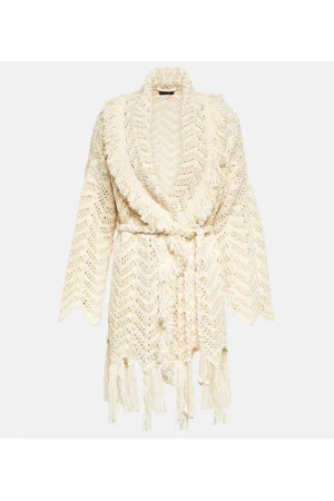 Alanui Natural Chevron cotton and linen-blend cardigan