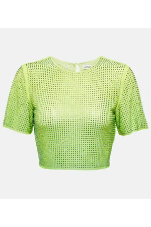 Self-Portrait Crystal-embellished crop top