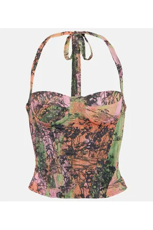 Roberta Einer Printed halterneck bustier top