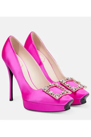 Roger Vivier Flower Strass satin platform pumps