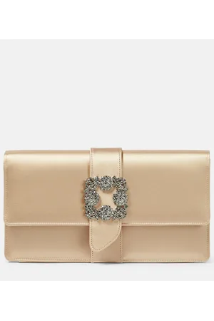 Manolo Blahnik Capri embellished satin clutch