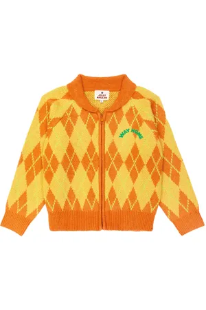 Jelly Mallow Argyle zip-up sweater