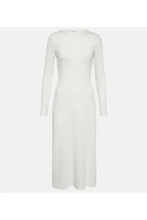 Vince Ribbed-knit cotton-blend midi dress