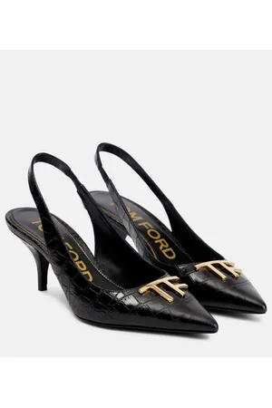 Tom Ford Croc-effect leather slingback pumps