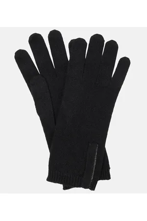 Brunello Cucinelli Embellished cashmere knit gloves