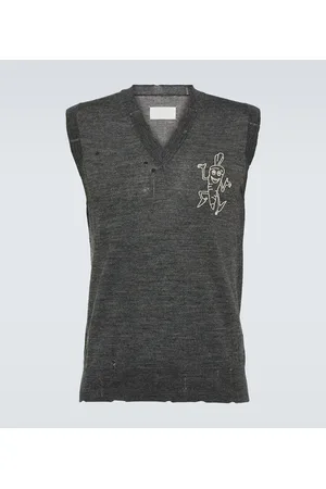 Maison Margiela Printed distressed wool sweater vest
